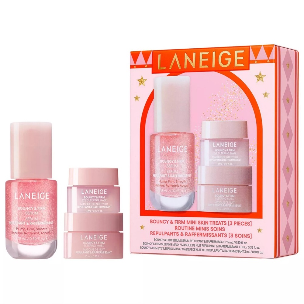 NIB LANEIGE Bouncy & Firm Mini Skin Treats Set (3-Piece Routine Set)